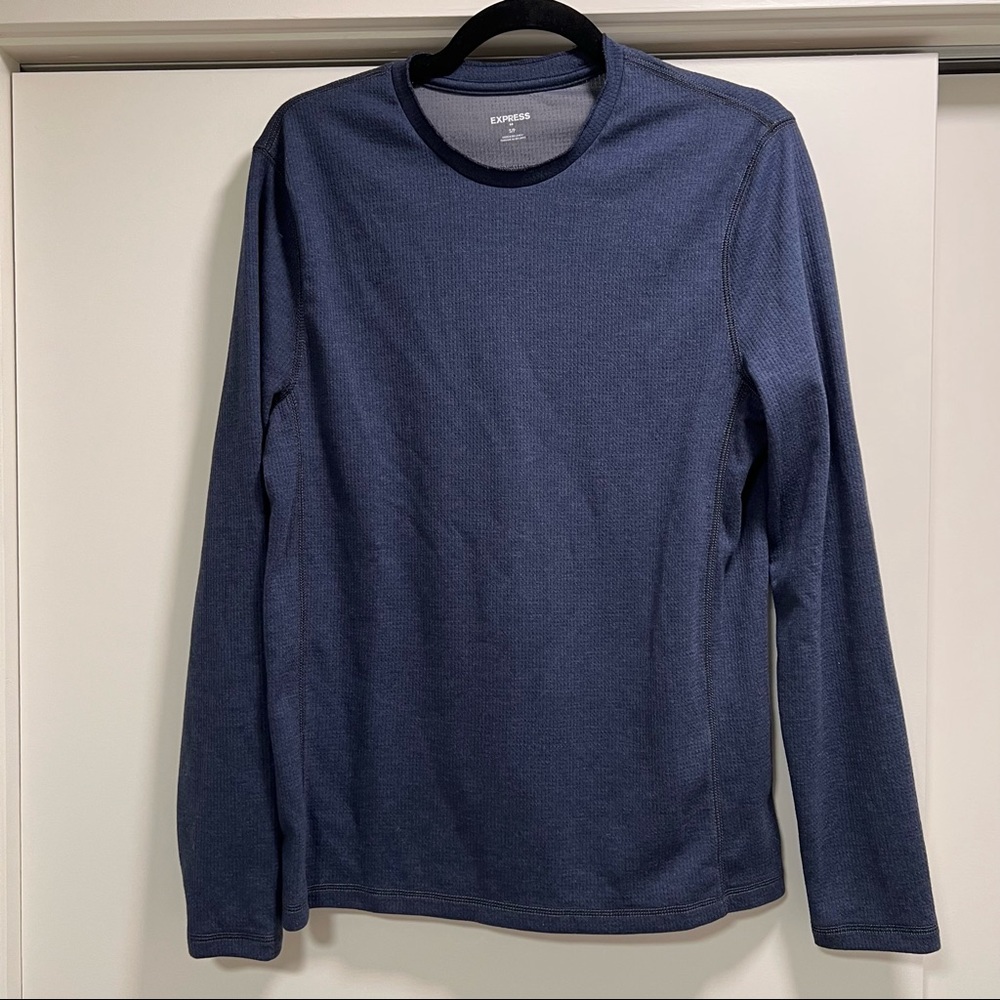 EXPRESS Mens‎ Long Sleeved Essential Crew Neck, Navy, Sm - Picture 2 of 5